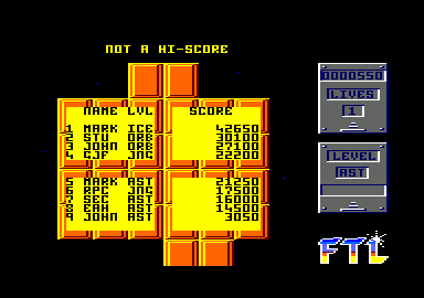Lightforce (Amstrad CPC) screenshot: Game over. Final tally.