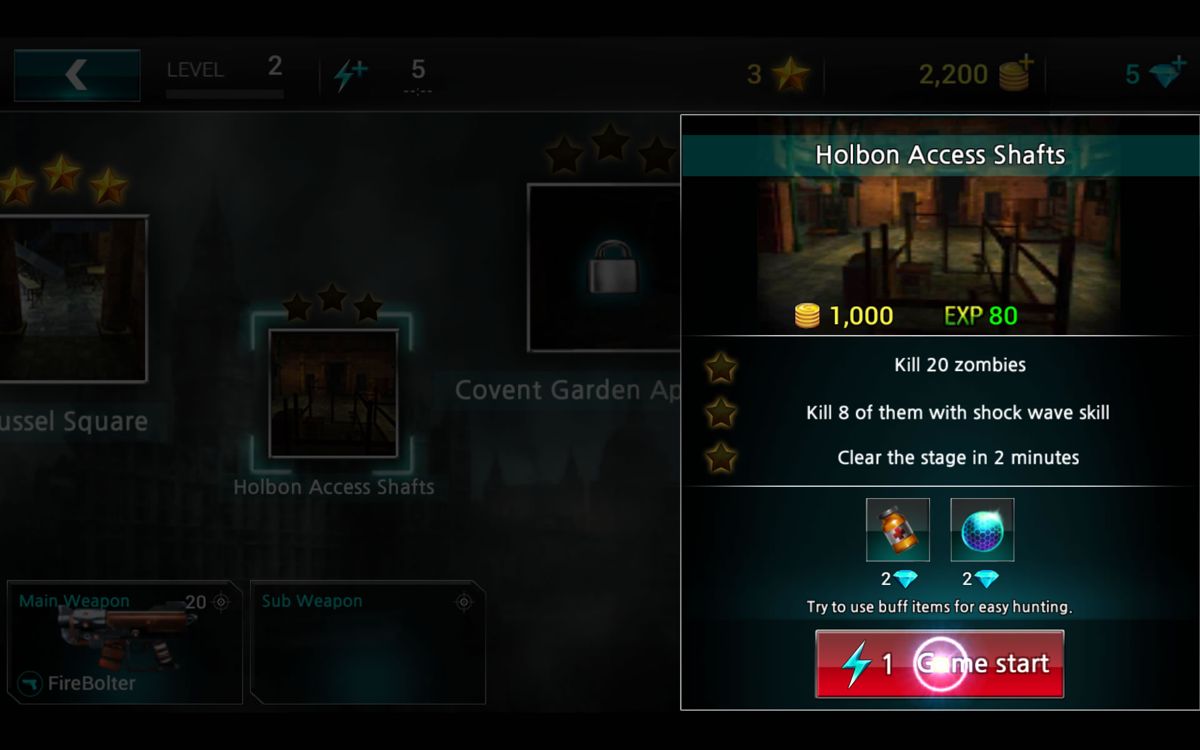 Hellgate: London FPS (Android) screenshot: A brief overview before starting a new mission.