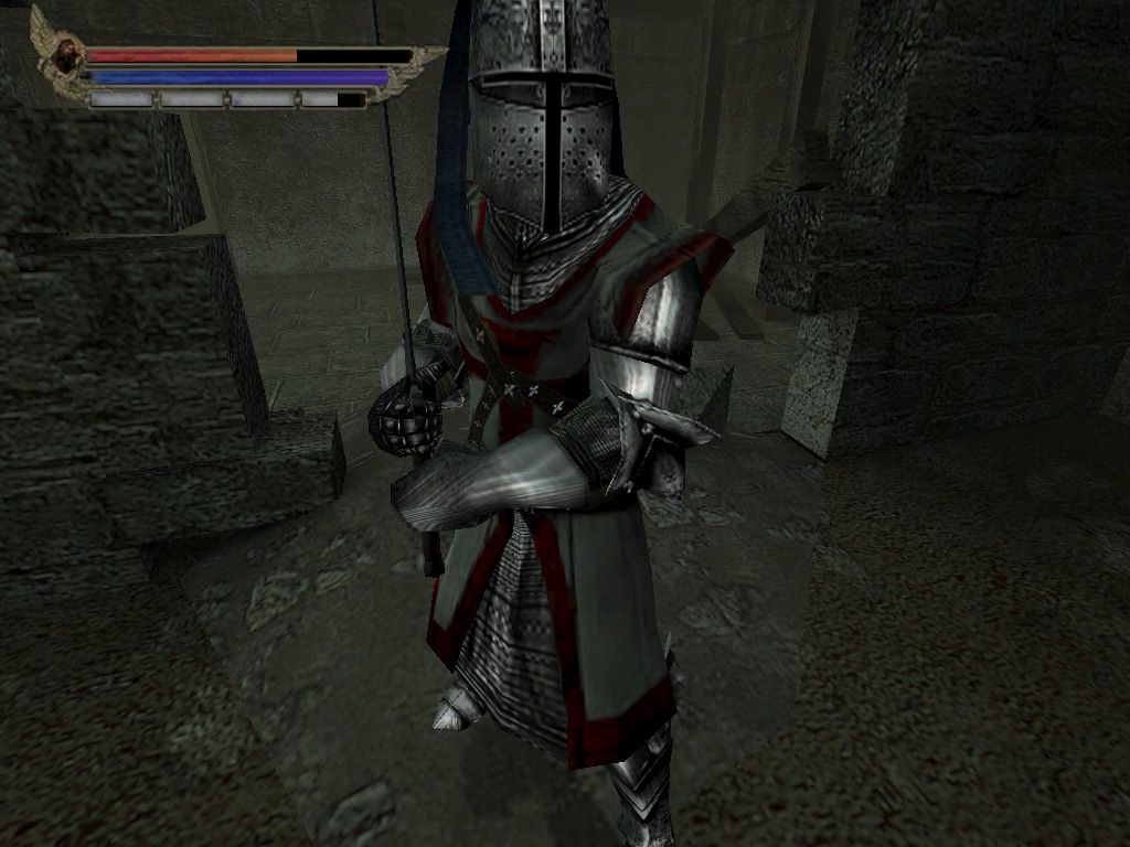 Knights of the Temple: Infernal Crusade (Windows) screenshot: Up close and personal - our hero!
