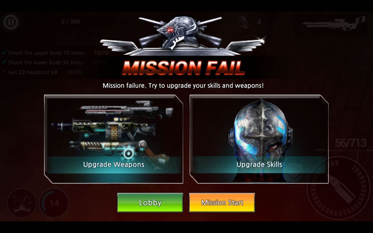Hellgate: London FPS (Android) screenshot: Mission failed.