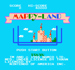 Mappy-Land (NES) screenshot: Title screen