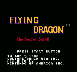 Flying Dragon: The Secret Scroll (NES) screenshot: Title screen