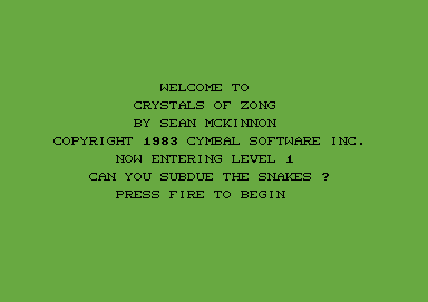 Krystals of Zong (Commodore 64) screenshot: Title