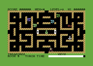 Krystals of Zong (Commodore 64) screenshot: Entered the maze