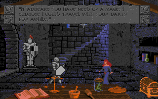 Spirit of Excalibur (DOS) screenshot: Enchanter being recruited.