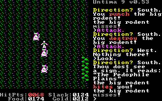 Untima IX: Descension (DOS) screenshot: Three on one just isn't a fair fight!