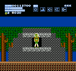 Flying Dragon: The Secret Scroll (NES) screenshot: Exiting the level.