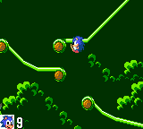 Sonic the Hedgehog (Game Gear) screenshot: Last jungle level. We must search and destroy "Robotnik".