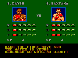 James "Buster" Douglas Knockout Boxing (SEGA Master System) screenshot: Match-up of the first fight