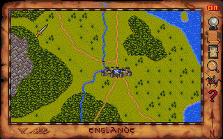 Spirit of Excalibur (DOS) screenshot: Entering a city.