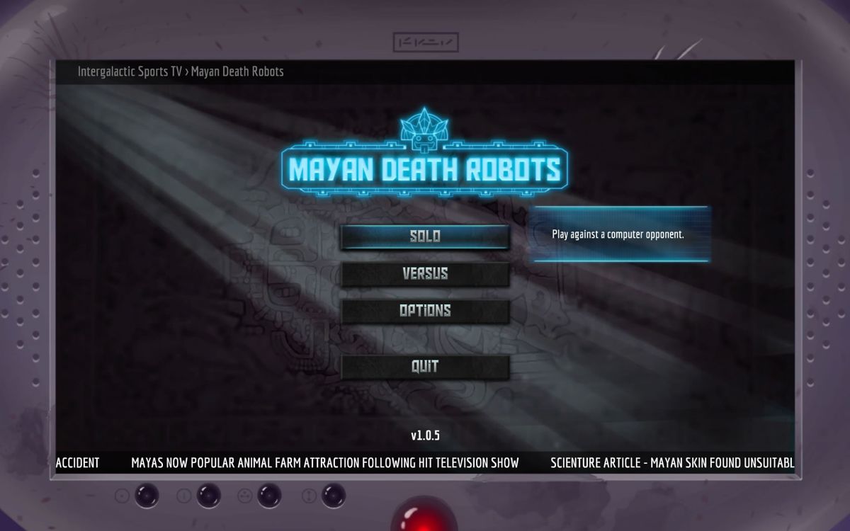 Mayan Death Robots (Windows) screenshot: Main menu
