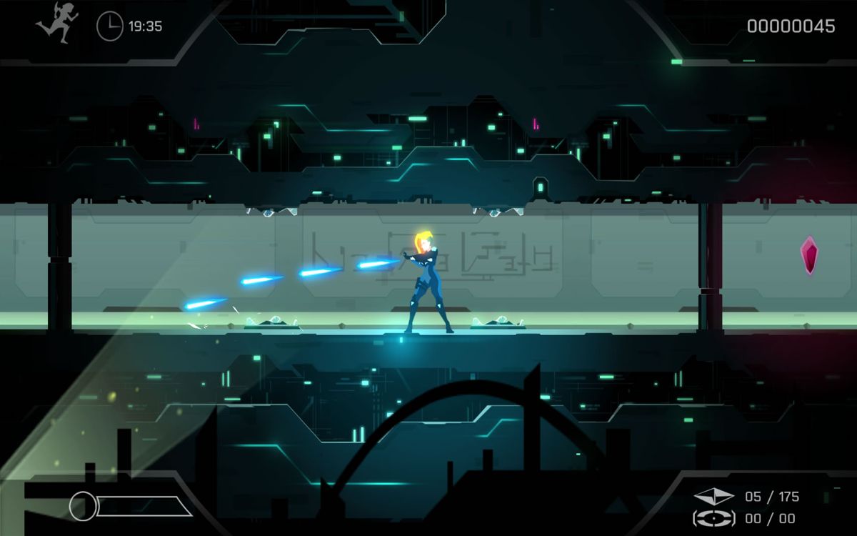 Velocity 2X (Windows) screenshot: You can shoot in any direction.