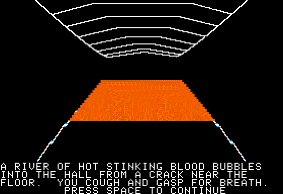 Kaves of Karkhan (Apple II) screenshot: Hazard blocking way in Kaves