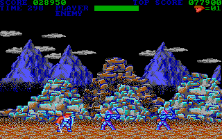 Trojan (DOS) screenshot: Beginning the second level (EGA).