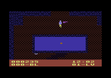 Maxwell Manor (Commodore 64) screenshot: Avoid the lake.