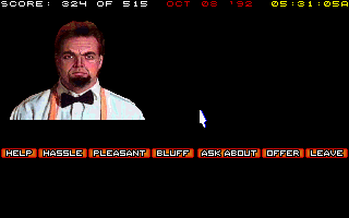 Countdown (DOS) screenshot: Can you get information out of this guy?