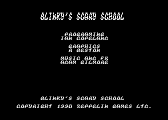 Blinkys Scary School (Atari 8-bit) screenshot: Title screen