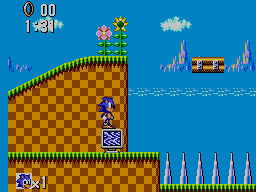 Sonic the Hedgehog (SEGA Master System) screenshot: Surveying spikes