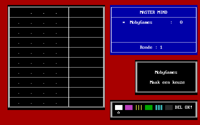 Master Mind (DOS) screenshot: Start of the game