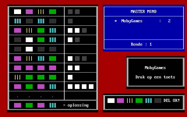 Master Mind (DOS) screenshot: I've found the right combination.