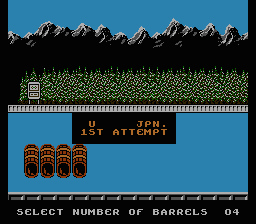 World Games (NES) screenshot: Jumping on barrels: choose the amount of barrels