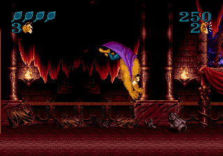 Disney's Beauty and the Beast: Roar of the Beast (Genesis) screenshot: Beast does his dive attack.