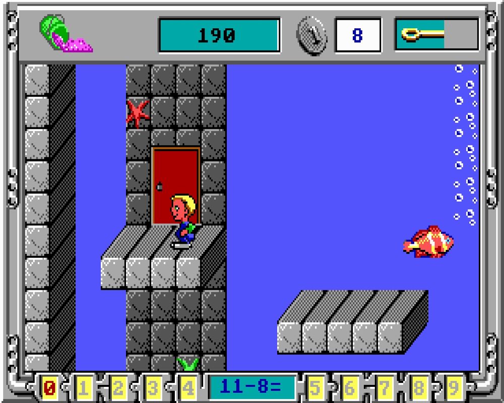 Math Rescue (Windows) screenshot: This is the exit door but I need to solve enough math problems to complete the key