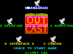 Outcast (ZX Spectrum) screenshot: Title Page