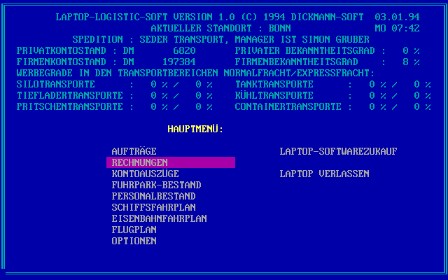 Der Planer (DOS) screenshot: Your laptop, complete with...