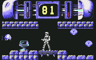 Trantor: The Last Stormtrooper (Commodore 64) screenshot: A terminal on level 3