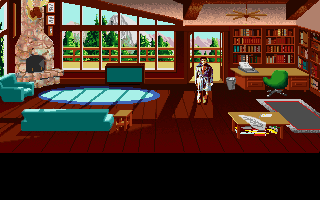 Mean Streets (DOS) screenshot: Ron Morgon's cabin.