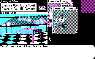 Deja Vu: A Nightmare Comes True!! (DOS) screenshot: Kitchen.