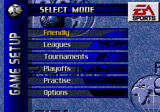 FIFA Soccer 96 (Genesis) screenshot: Main menu