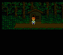 Square no Tom Sawyer (NES) screenshot: We found the cabin in the woods.