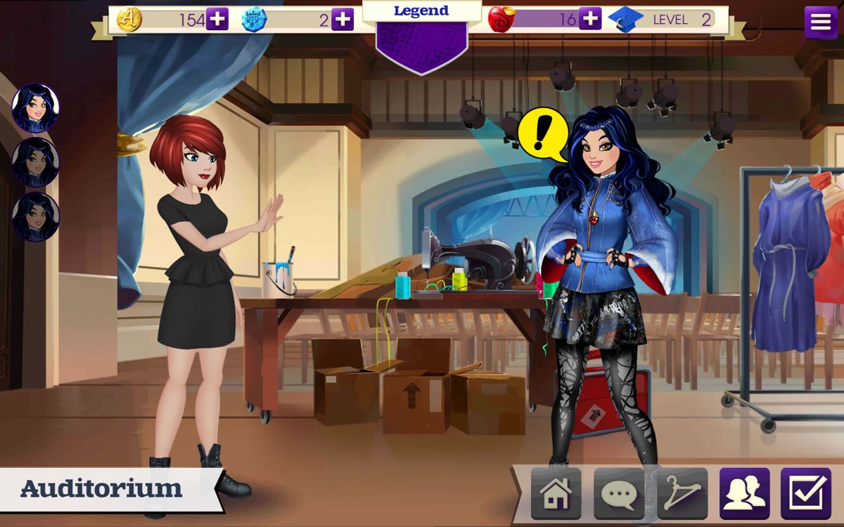 Descendants (Android) screenshot: Looking for a new outfit.