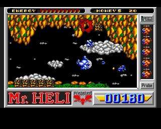 Battle Chopper (Amiga) screenshot: Shoot blocks to reveal crystals...