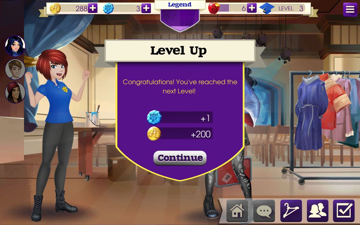 Descendants (Android) screenshot: Global level up with some rewards