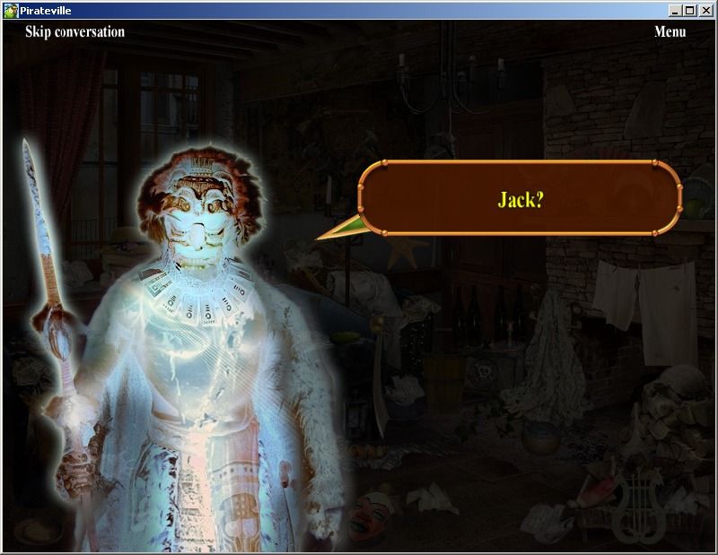 Pirateville (Windows) screenshot: First encounter with a spirit