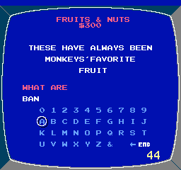 Jeopardy! Junior Edition (NES) screenshot: answering a question by typing out the answer