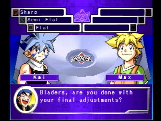 Beyblade (PlayStation) screenshot: You can adjust the technique used for your Beyblade.