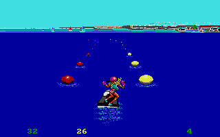 California Games II (Atari ST) screenshot: Surfing between the correct area.