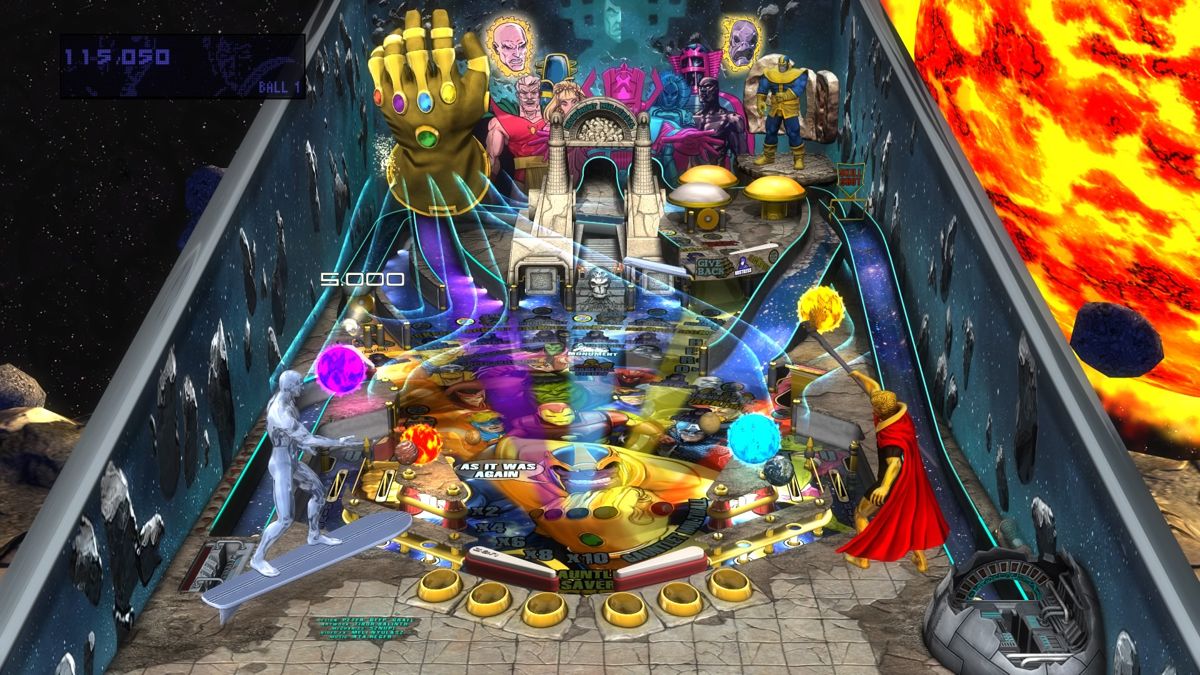 Zen Pinball 2 (PlayStation 4) screenshot: The Infinity Gauntlet, game in progress