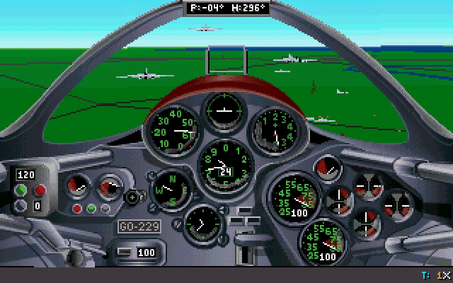 Secret Weapons of the Luftwaffe (DOS) screenshot: Go229 - Flying through B17 formation