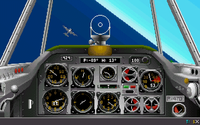 Secret Weapons of the Luftwaffe (DOS) screenshot: In P47 - Aiming at Me109