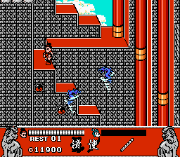 Conquest of the Crystal Palace (NES) screenshot: Lookout, incoming tornadoe like serpents!