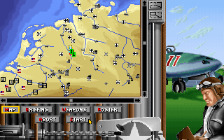 Secret Weapons of the Luftwaffe (DOS) screenshot: Taking a look at the tactical map.