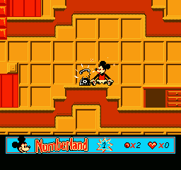 Mickey's Adventures in Numberland (NES) screenshot: Mickey after losing all his life hearts