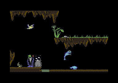 Camelot Warriors (Commodore 64) screenshot: Jumping around as a frog