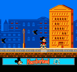 Mickey's Adventures in Numberland (NES) screenshot: Try not to get hit by the birds