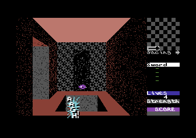 Gates of Dawn (Commodore 64) screenshot: If you come into contact with certain monsters, you will lose a life